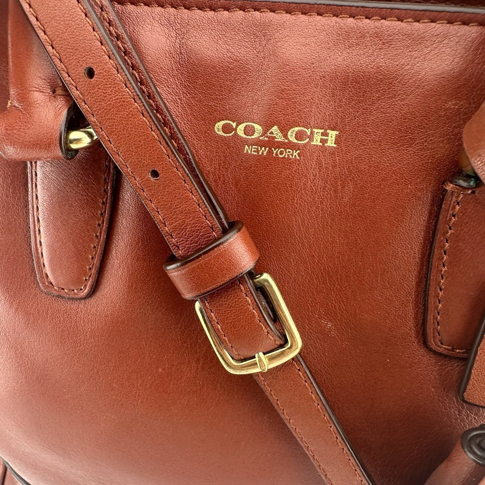 Coach Legacy Mini Tanner Satchel Cognac Shoulder Bag Tassel Classic Office - Picture 3 of 11